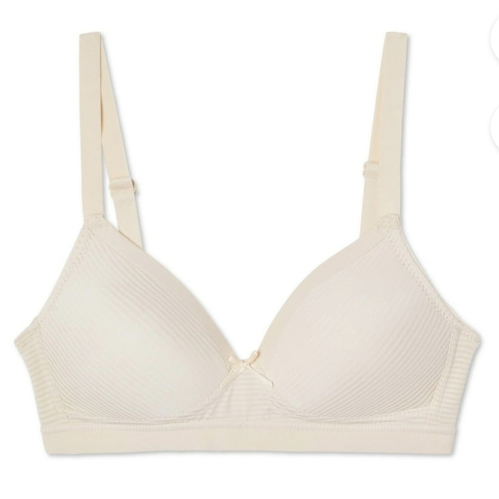 NEW GEORGE Cream Monochrome Striped Wireless T-Shirt Bra
